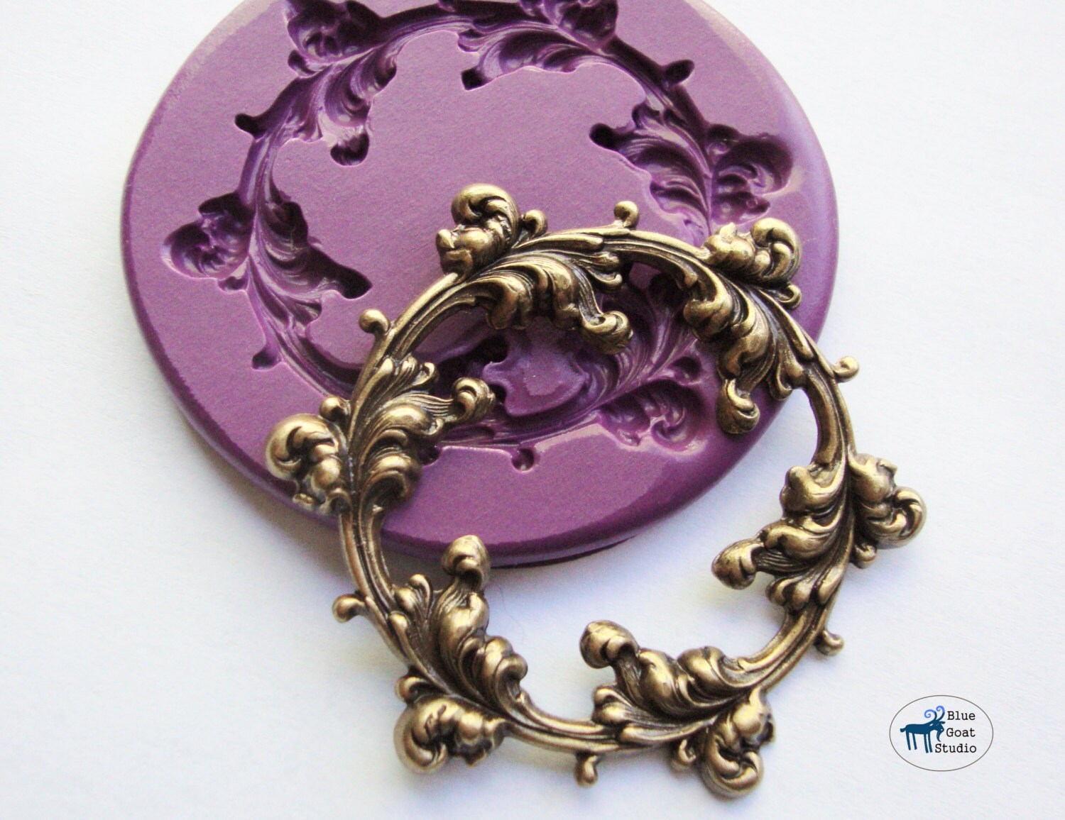 Ornate Leaf Frame Mold/Mould - Victorian Scrollwork Flourish - Silico…