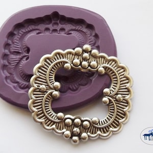 Vintage Frame Buckle Mold/Mould - Victorian Scrollwork Flourish - Silicone Molds - Polymer Clay Resin Fondant
