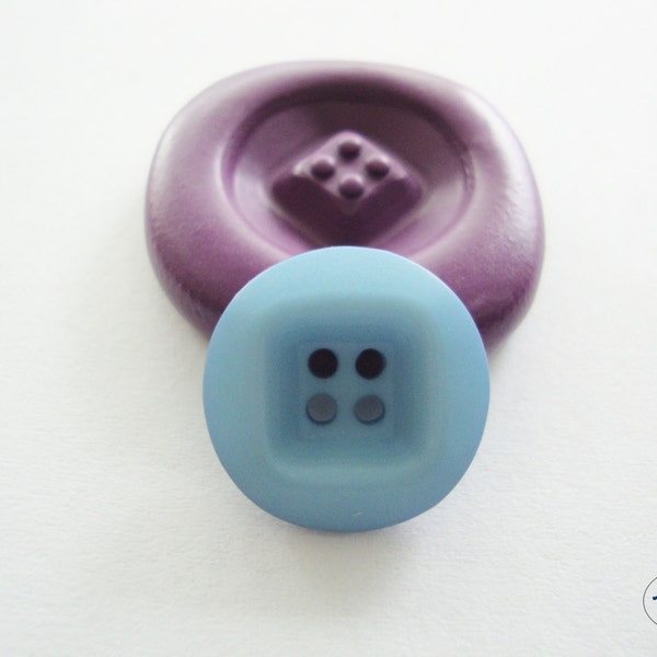 Button Mold - Four Hole Button - Silicone Mold - Polymer Clay Resin Fondant Soap Wax Candy