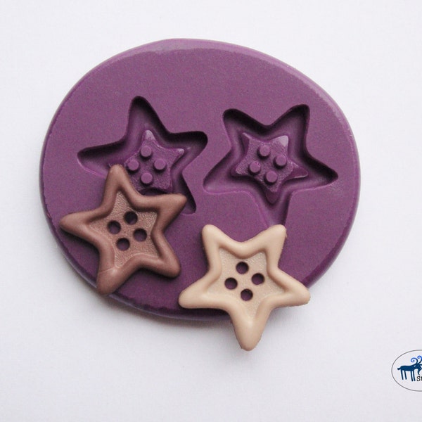 Star Button Mold/Mould - Silicone Mold - Polymer Clay Resin Fondant