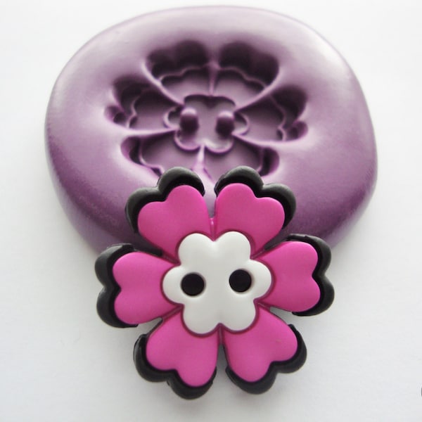 Flower Button Mold -Silicone Mold - Kawaii - Polymer Clay Resin Fondant Soap Wax Candy