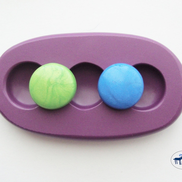 Round Polka Dot Circle Cabochon Trio Mold/Mould -  Silicone Molds - Polymer Clay Resin Fondant