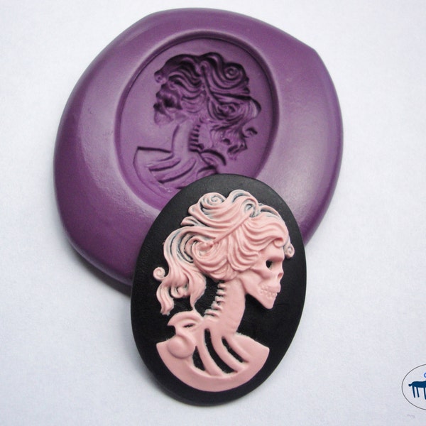 Day of the Dead Skull Cameo Mold - Silicone Mold - Halloween - Polymer Clay Resin Fondant Candy