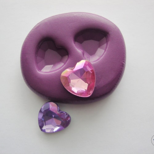 Gem Heart Mold Faceted Jewel Mold Silicone Molds Polymer Etsy