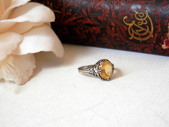 Vintage Sterling Silver Citrine Ring
