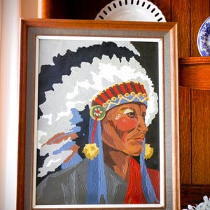 Vintage Canvas Original Indian Chief Painting