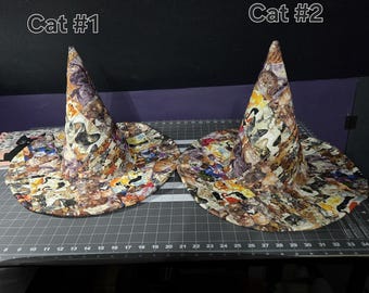 Sombrero de bruja acolchado de señora gato