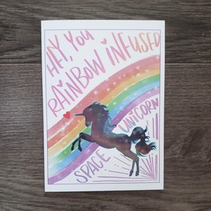 Carte de voeux: « Hey, vous arc-en-ciel infusé licorne de l’espace »