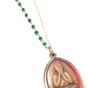 Buddha Covering EyesNecklace- With Natural Green Onyx