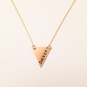 Custom Brass Triangle Tag Necklace