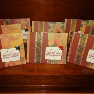Cartes de remerciement faites à la main, feuilles d’automne - Lot de 8