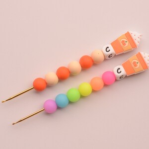 Pumpkin Spice Latte Neon Rainbow Glow in the Dark Crochet Hook / Crochet Hook / Silicone Bead Crochet Hook