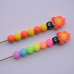 Fire Neon Rainbow Crochet Hook / Crochet Hook / Silicone Bead Crochet Hook