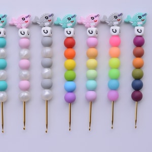 Narwhal Crochet Hook  / Crochet Hook / Silicone Bead Crochet Hook