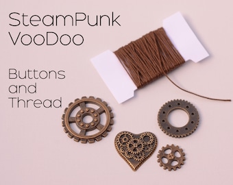 SteamPunk VooDoo Doll Buttons and Thread