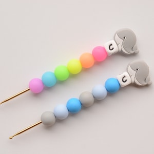 Whale Rainbow Neon Rainbow Glow in the Dark Crochet Hook / Crochet Hook / Silicone Bead Crochet Hook