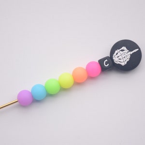 Skeleton Middle Finger Neon Rainbow Glow in the Dark Crochet Hook / Crochet Hook / Silicone Bead Crochet Hook