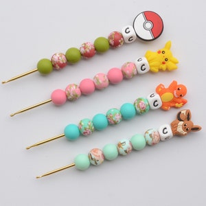 Floral Catch ‘Em Crochet Hook / Neon Rainbow Glow in the Dark Crochet Hook / Crochet Hook / Silicone Bead Crochet Hook
