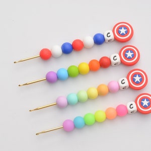 USA Hero Crochet Hook / Neon Rainbow Glow in the Dark Crochet Hook / Crochet Hook / Silicone Bead Crochet Hook