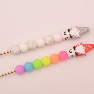 Gnome Silver Red Neon Rainbow Glow in the Dark Crochet Hook / Crochet Hook / Silicone Bead Crochet Hook