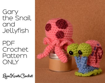 Escargot et méduse pour animaux de compagnie / Patron au crochet PDF UNIQUEMENT