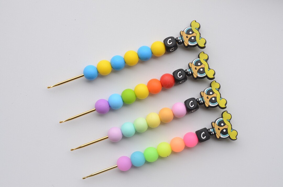 Girl Hero Crochet Hook / Neon Rainbow Glow in the Dark Crochet Hook / Crochet Hook / Silicone