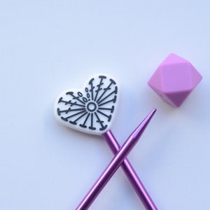 Knit Stoppers Set / Heart Crochet Diagram and One Random Hexagon Bead
