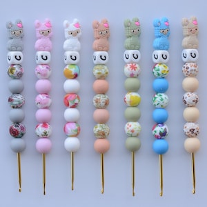 Gebloemde lama-haaknaald / haaknaald / siliconen haaknaald