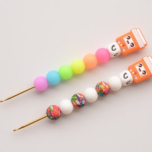 RX Pill Bottle Happy Pills Rainbow Neon Rainbow Glow in the Dark Crochet Hook / Crochet Hook / Silicone Bead Crochet Hook