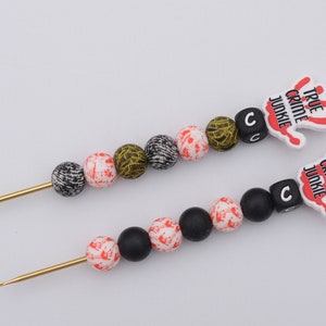 True Crime Junkie Hand Print Crochet Hook / Crochet Hook / Silicone Bead Crochet Hook