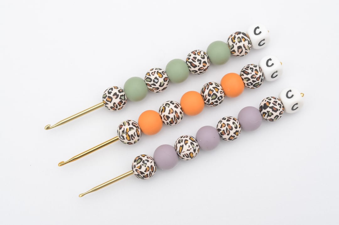 Boho Leppard Crochet Hook / Crochet Hook / Silicone Bead Etsy