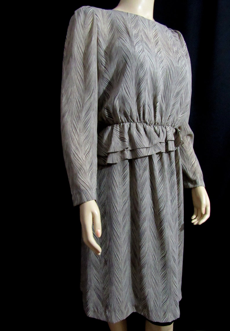 Vintage 80s Abstract Print Sheer Dress Nylon Modest Dress Day Dress Secretary Dress image 3