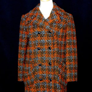 Vintage 60s 70s Betty Rose Wool Plaid Coat M 40 Chest image 2