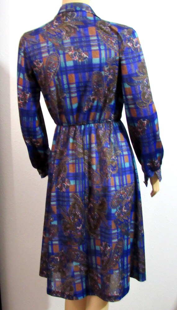 Vintage 80s Day dress Paisley Print Jewel Tones E… - image 4