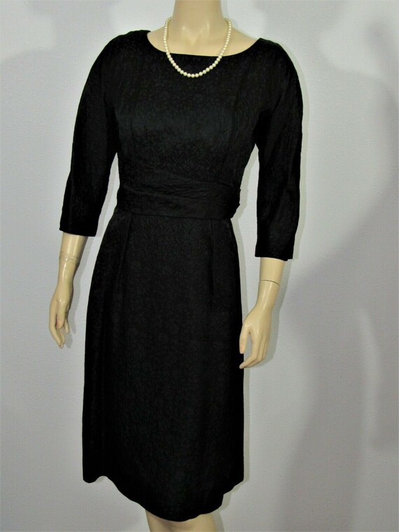 Vintage 50s Leslie Fay Cocktail Jaquard Dress