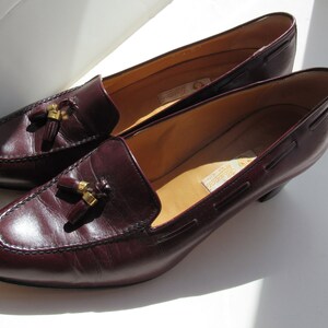 Vintage 1980s Gucci Loafers Block Heel Womens Preppy 80s Leather image 4