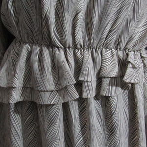Vintage 80s Abstract Print Sheer Dress Nylon Modest Dress Day Dress Secretary Dress image 8