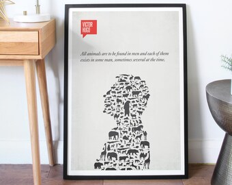 Poster Quote, Literary Quote, Art Print, Minimalist Poster, Quote, Illustration, Minimalist Quotation Print - Victor Hugo