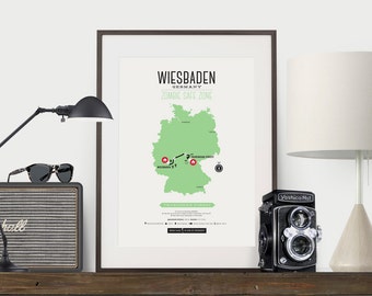 Zombie Safe Zone Wiesbaden Map Poster - Germany Map