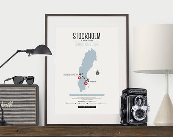 Zombie Safe Zone Stockholm Poster - Stockholm Sweden Map