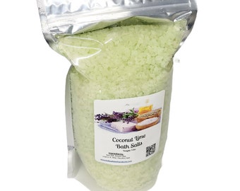 Bath Salts | Coconut Lime Scent | 4 Sizes | Aromatherapy | Sea Salt | Epsom Salt