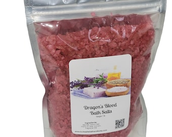 Bath Salts | 1lb Bags | Dragon's Blood Scent | Aromatherapy | Sea Salt | Epsom Salt | Bathing | Body Care | Beauty | Relaxation | Spa