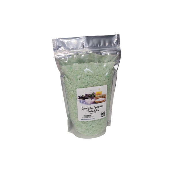 Bath Salts | Eucalyptus Lavender Scent | 4 Sizes | Aromatherapy | Sea Salt | Epsom Salt