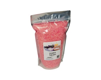 Bath Salts | Grapefruit Scent | 4 Sizes | Aromatherapy | Sea Salt | Epsom Salt