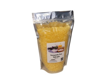 Bath Salts | Honeysuckle Rose Scent | 4 Sizes | Aromatherapy | Sea Salt | Epsom Salt