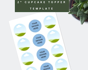 Blank Cupcake Toppers Template, 2 inches, Canva, Circle Labels, Round Sticker Template, for DIY decorations, svg, png, psd, instant download