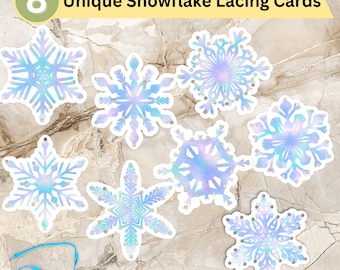 Winter Snowflakes Lacing Cards, includes freestyle cards for scissor practice and bunting banners (Printable Preschool Fine Motor Activity)