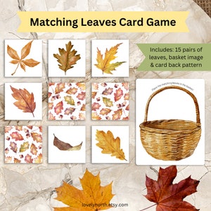 Jeu de feuilles assorties d'automne, jeu de cartes d'automne, aquarelles, jeu de temps de cercle, inspiré de Charlotte Mason