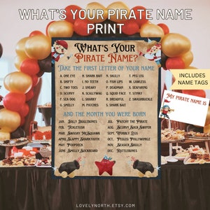 Was ist mein Pirat Name Poster, was ist Ihr Pirat Name Poster, druckbares Geburtstagsplakat Zeichen, druckbares Party Schild, Piraten Party Dekor