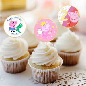 Peppa Pig Cupcake Toppers , 2 Inch, Digital Download